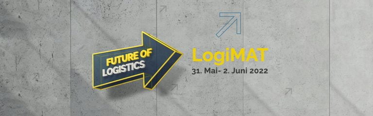 Pfeil mit Slogan future of logistics
