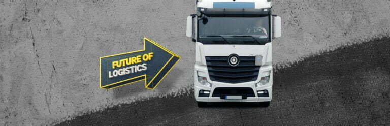 leogistic futureofyardmanagement Pfeil vor LKW